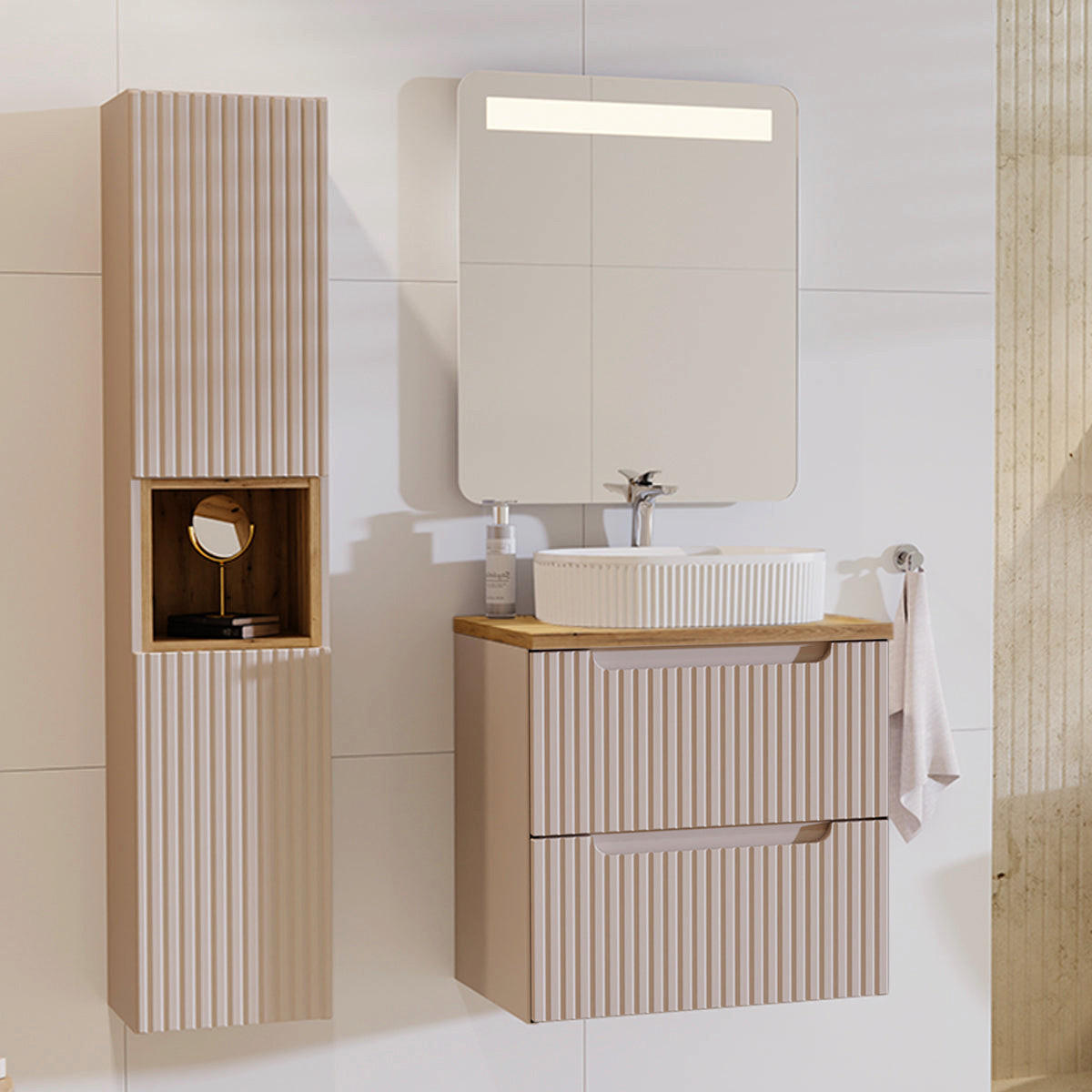 WASCHTISCHUNTERSCHRANK 60cm Riva Kaschmir - Beige, Holzwerkstoff (60/57/40cm) - Petits-meubles