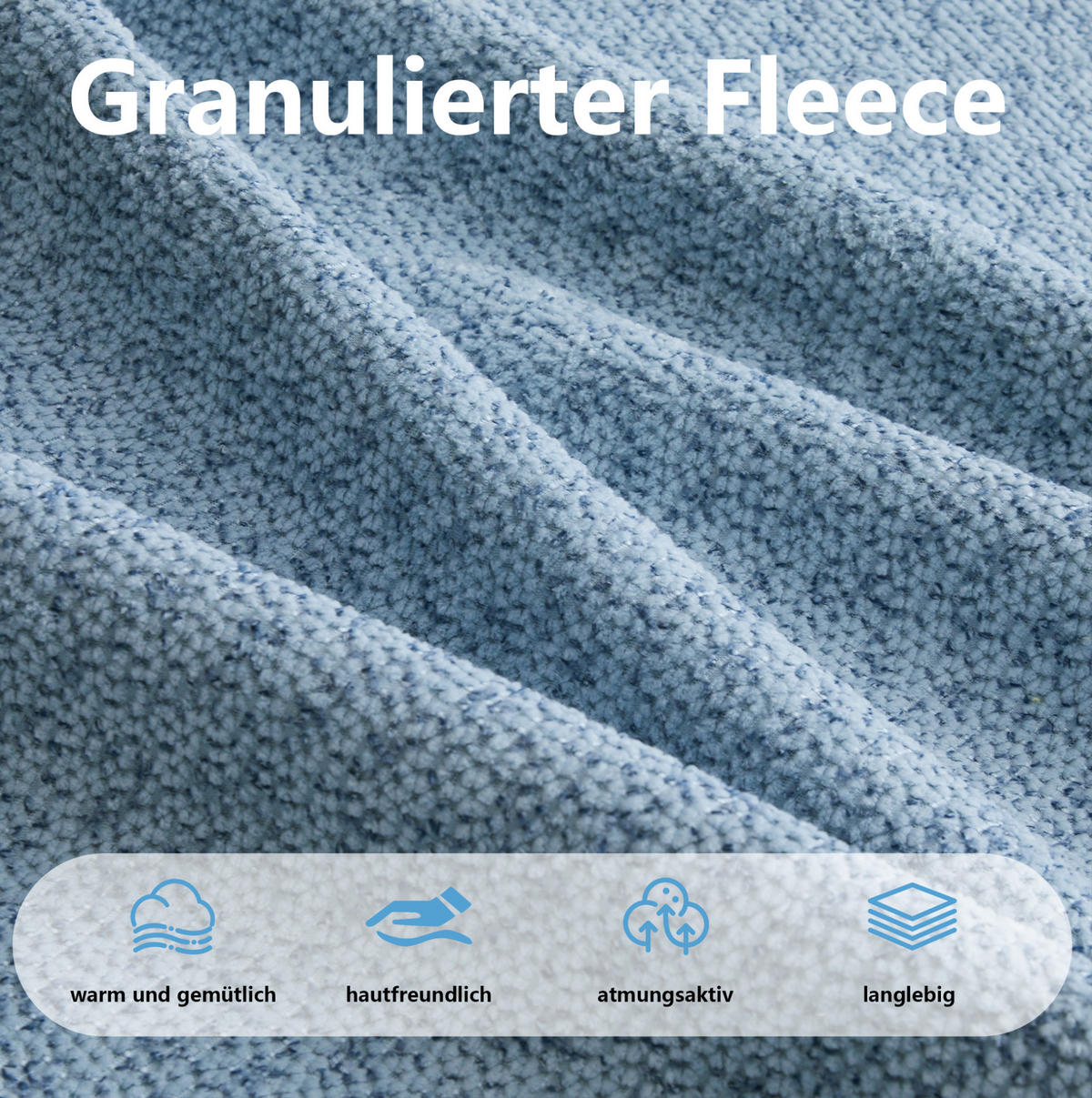SOFA in Blau mit Ottoman aus Fleece - Blau, Textil (165/79/210cm) - Flora Grace