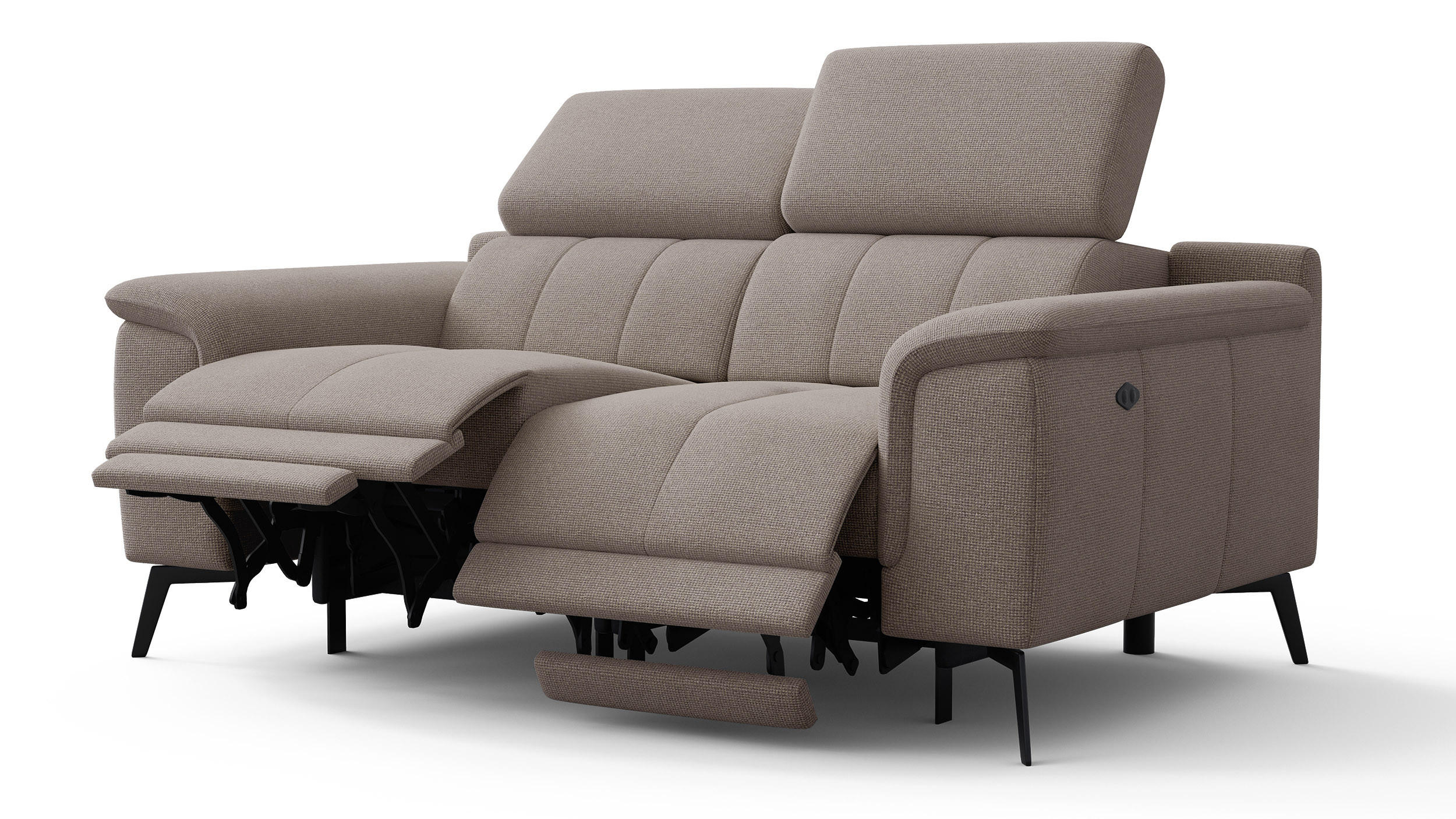 RELAXSOFA FIERO 2-Sitzer mit 2 Relaxfunktionen, taupe - Taupe/Schwarz, Holzwerkstoff/Textil (170/82/103cm) - Courtois Laville