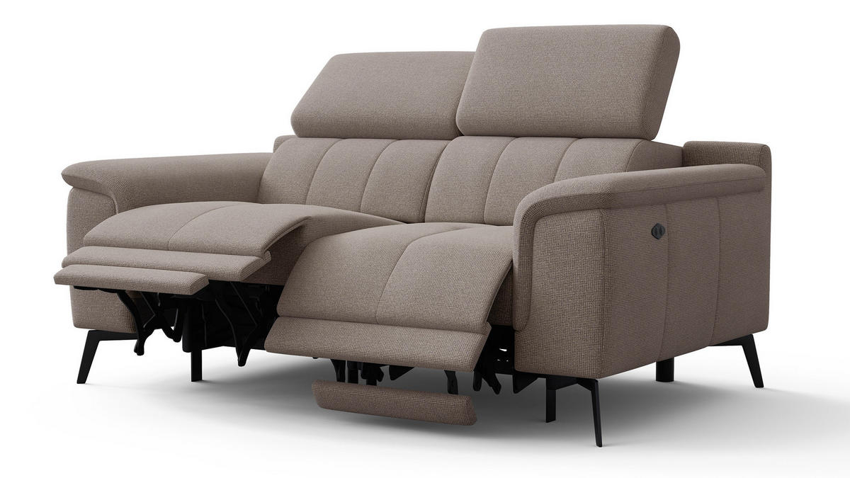 RELAXSOFA FIERO 2-Sitzer mit 2 Relaxfunktionen, taupe - Taupe/Schwarz, Holzwerkstoff/Textil (170/82/103cm) - Courtois Laville