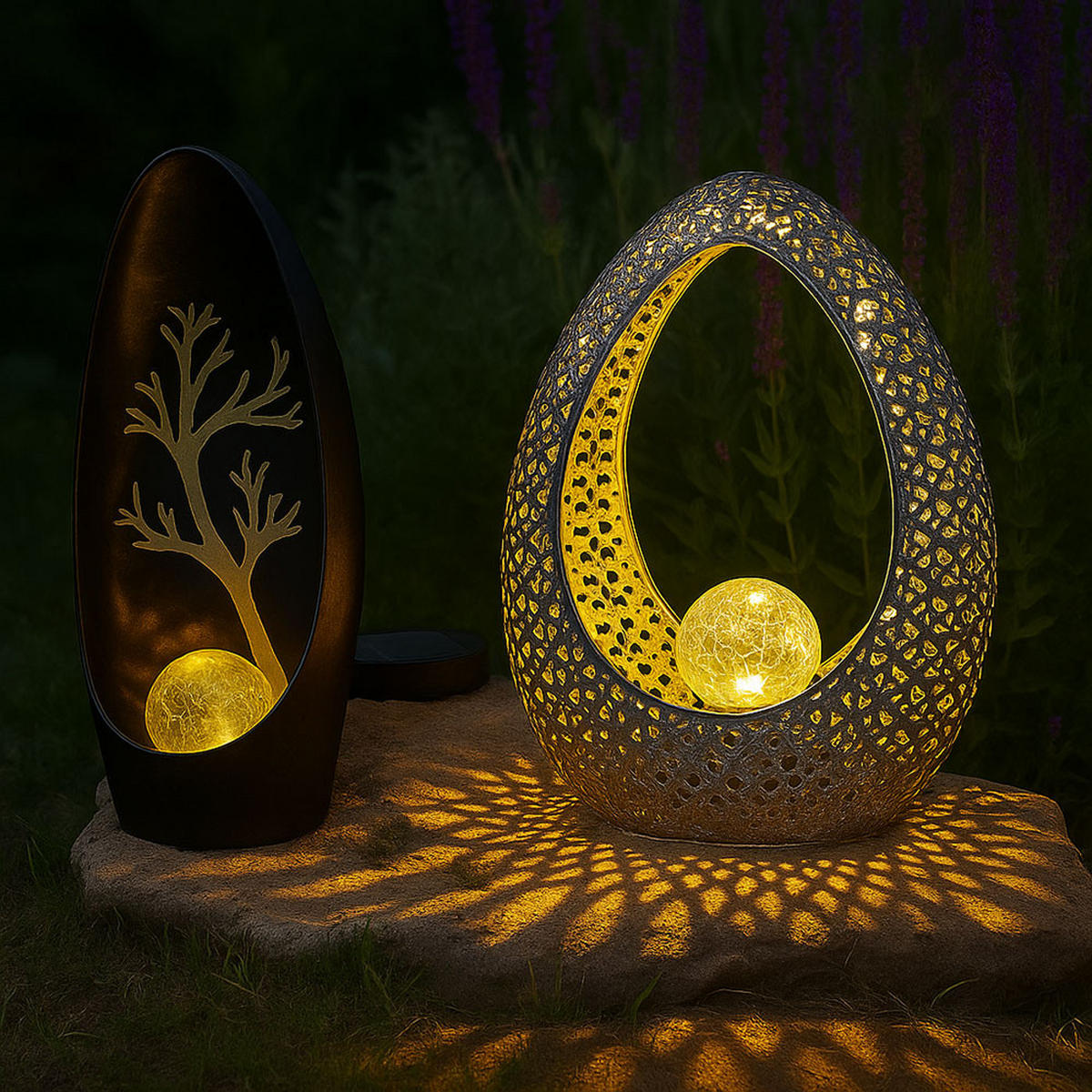LED AUSSENLEUCHTE Bronze Baum 2er Set - Bronzefarben, Glas (21.5/9.5/27.5cm) - Globo Lighting
