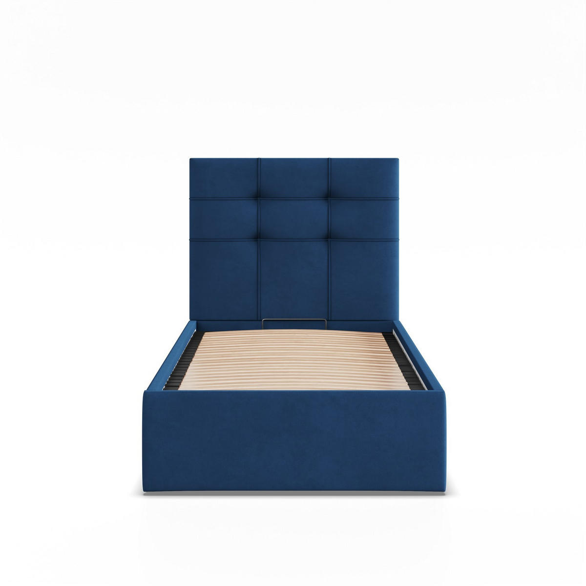 POLSTERBETT MIT KOPFTEIL 90x200 mit Bettkasten SORIA, Blau - Dunkelblau, Textil (90/200cm) - Mebligo