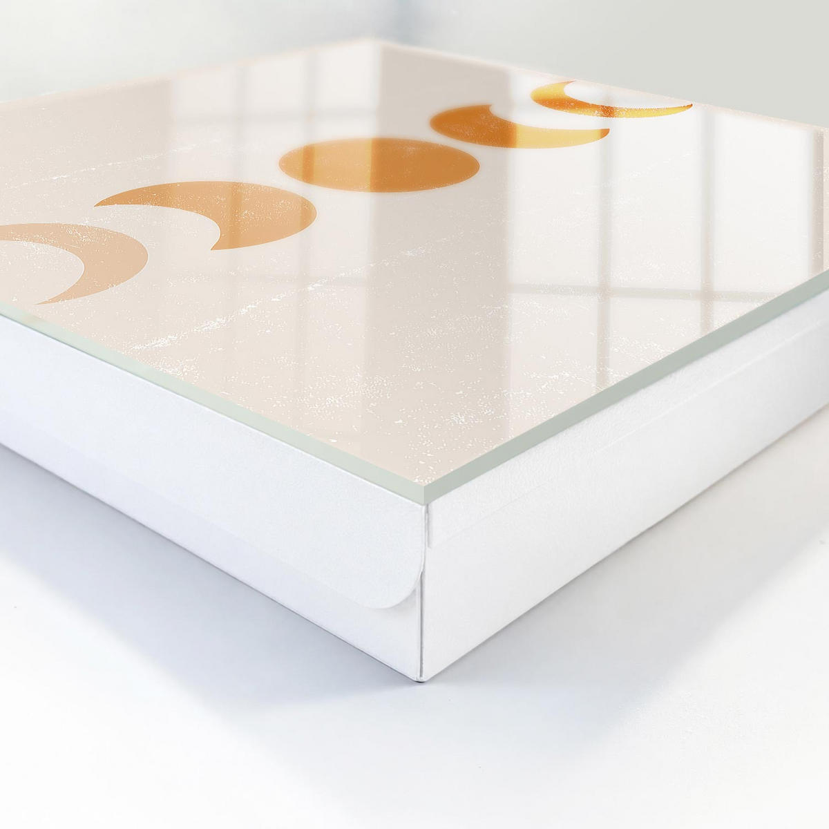SCHLÜSSELBOX Weiß 30x30 cm – Türöffnung nach rechts - Mondphasen - Orange, Metall (30/30/5cm) - TULUP