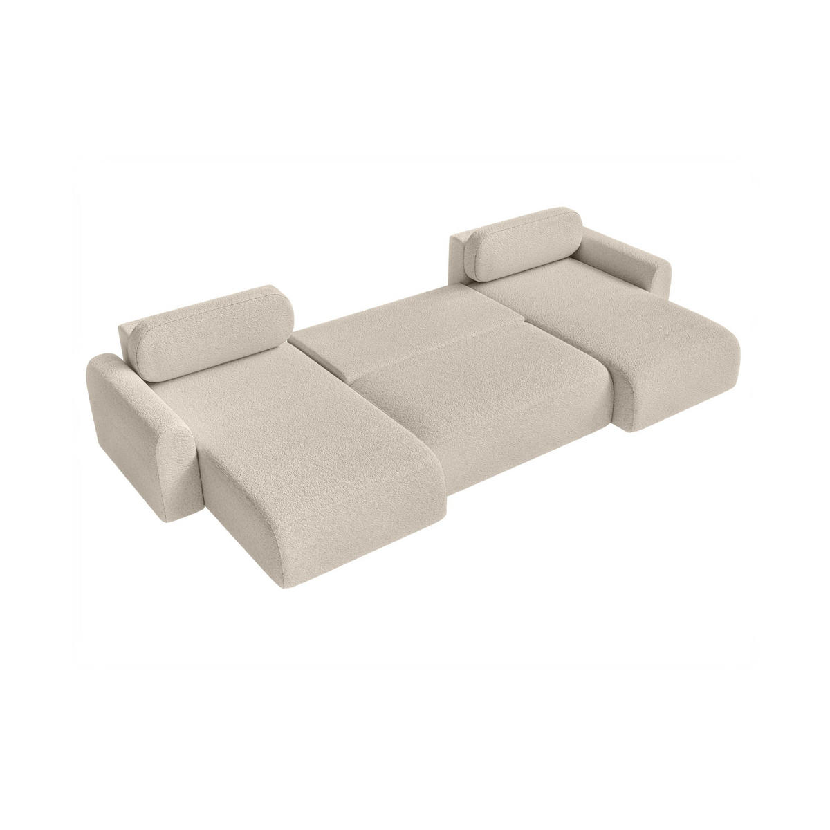 WOHNLANDSCHAFT Lome U mit Schlaffunktion, Beige - Beige, Textil (386/70/185cm) - Fedve