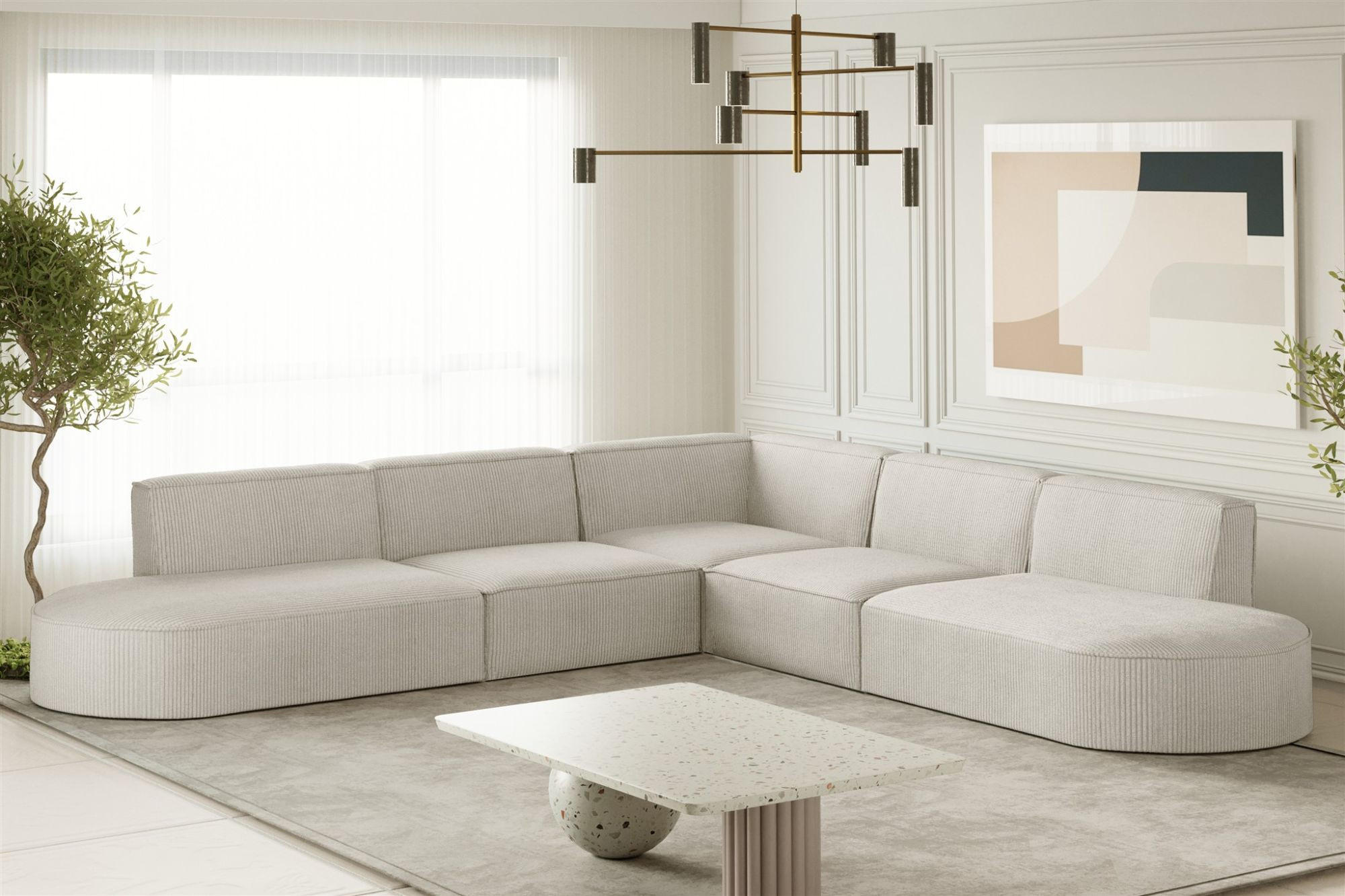 Thumbnail - Fun Möbel Ecksofa, Beige, Textil, U-Form, 276x276 cm, Wohnzimmer, Sofas & Couches, Wohnlandschaften, Ecksofas