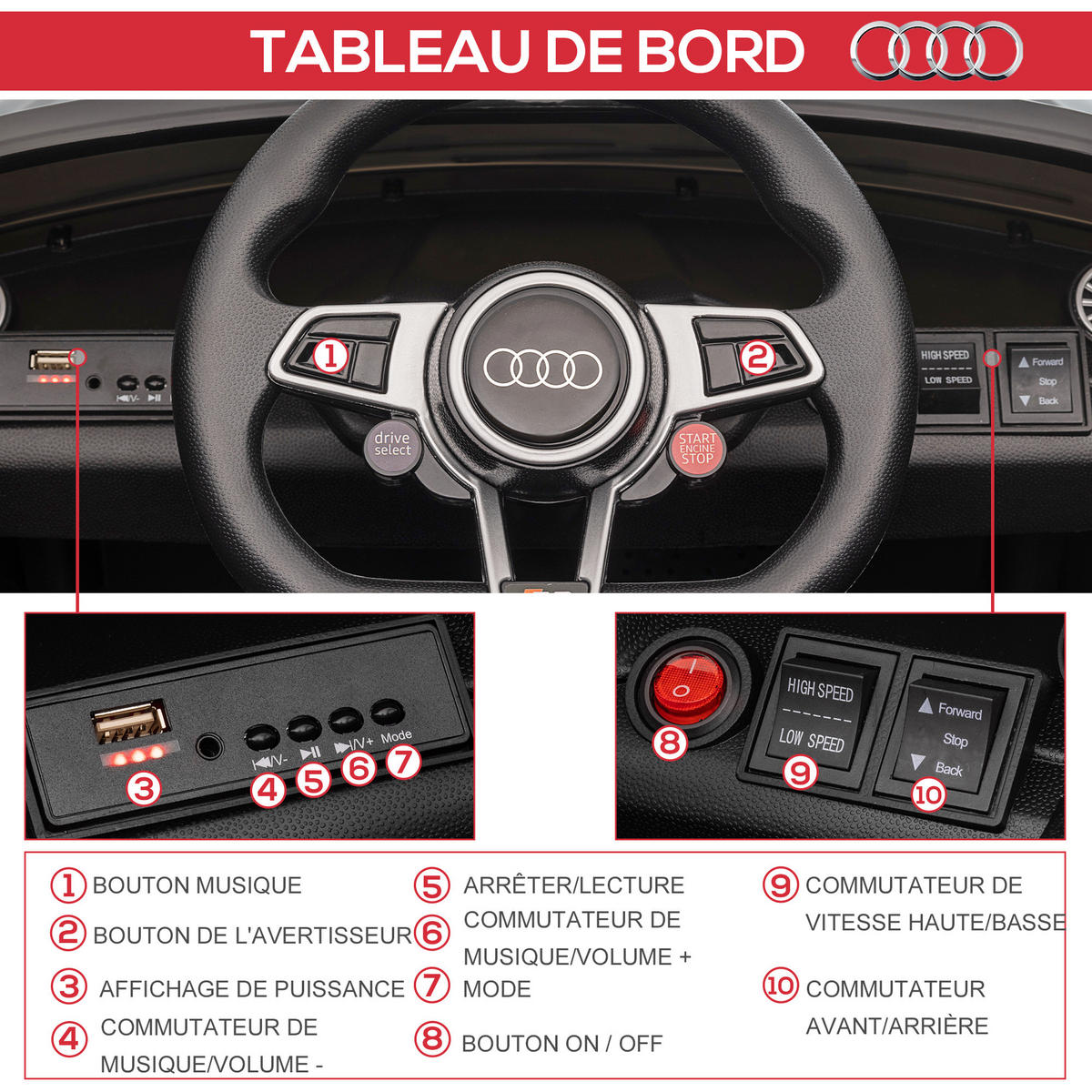 ELEKTRO-KINDERAUTO DE-12983 2,4G Fernbedienung Schwarz - Schwarz, Kunststoff (102/60/44cm) - ComfortXL