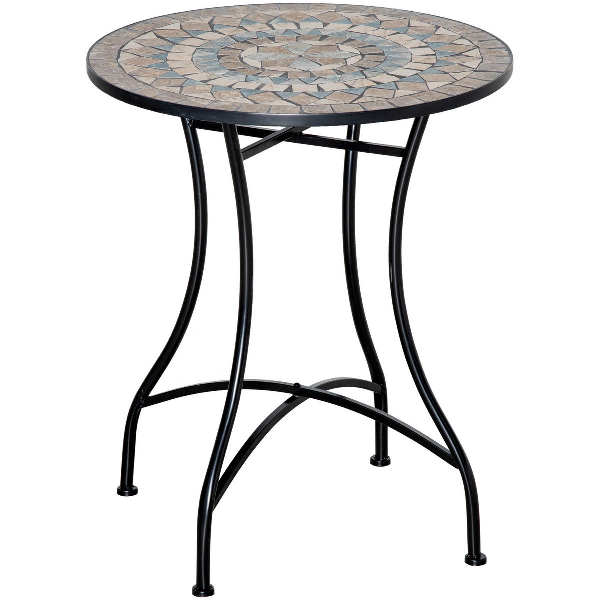 GARTENTISCH, Grün+Beige+Weiß, Keramik - Beige/Schwarz, Keramik/Metall (60/60/71cm) - Outsunny