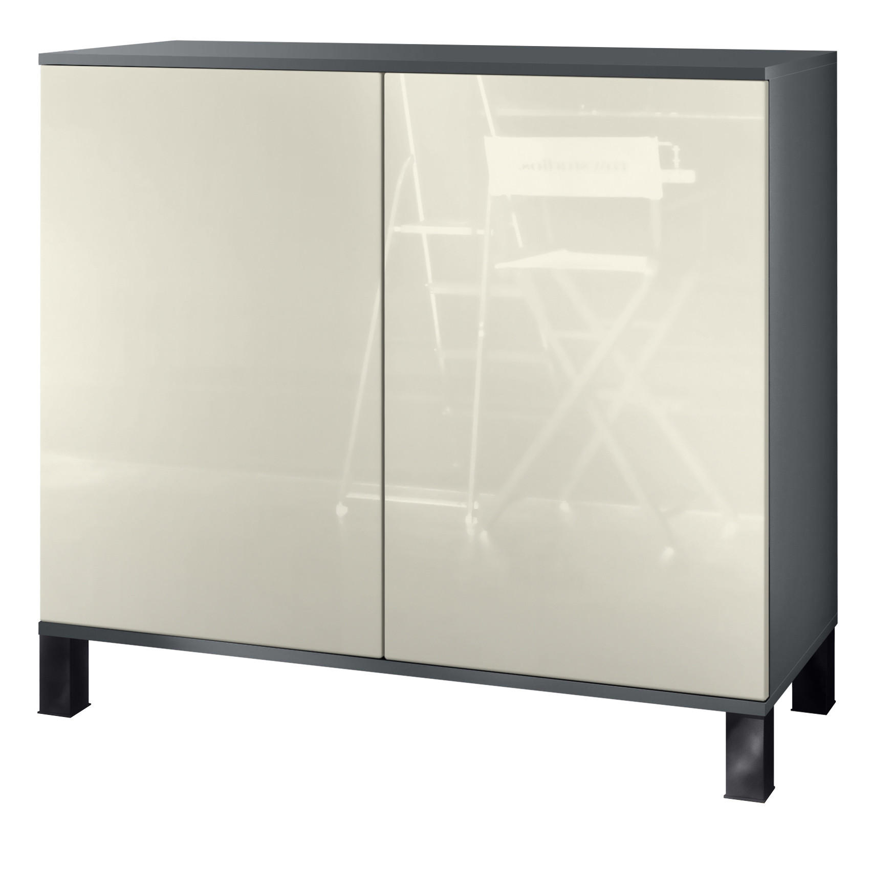 KOMMODE Skadu Creme Hochglanz - Creme, Holzwerkstoff (92.5/84.5/35cm) - Vladon