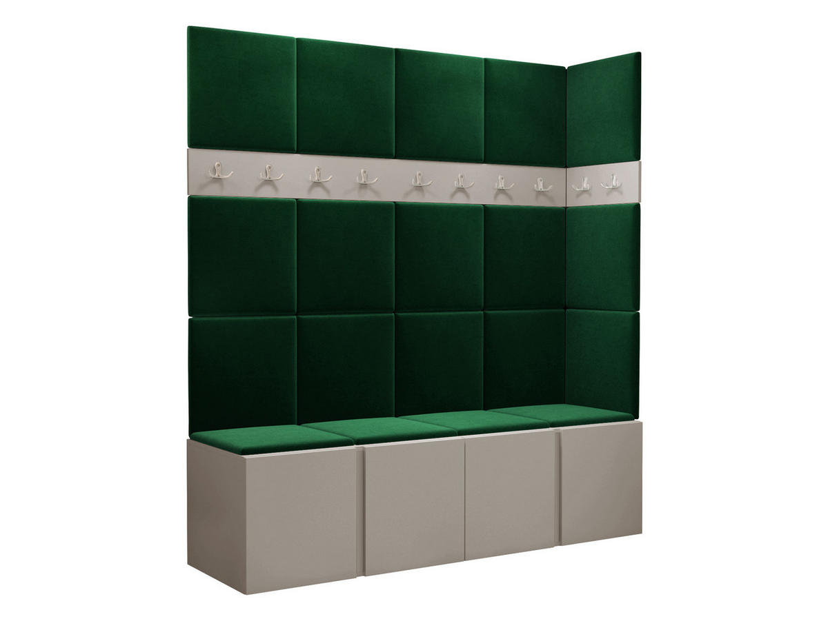 GARDEROBEN-SET Orion II - Kaschmir/Grün, Holzwerkstoff/Kunststoff (168/186/46cm) - MIRJAN24