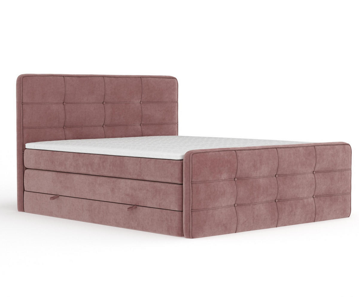 BOXSPRINGBETT Semplice Rosa 140/200 cm - Schwarz/Rosa, Holz/Holzwerkstoff (140/200cm) - Maison de Reve