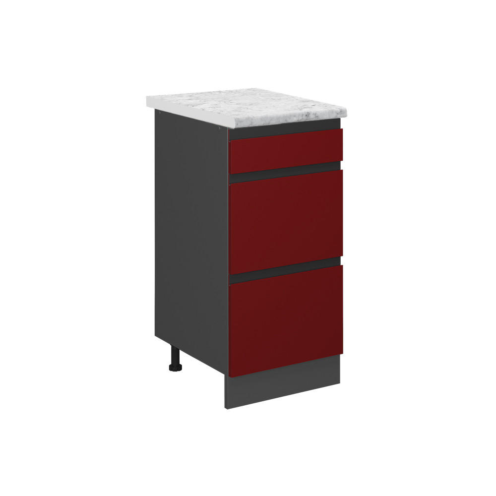 SCHUBLADENSCHRANK R-Line Rot 40 cm AP Marmor - Anthrazit/Rot, Holzwerkstoff (40/81.6/60cm) - Vicco