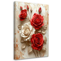 WANDBILD, Rote und cremefarbene Rosen in einem eleganten Blumenarrangement - Beige, Textil (20/30cm) - Feeby