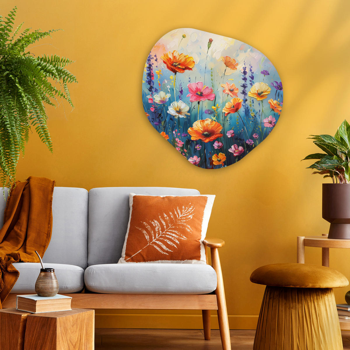 WANDBILD Blumen - Natur - Aquarell - Kunst 60x60 cm - Multicolor, Kunststoff (60/60cm) - MuchoWow