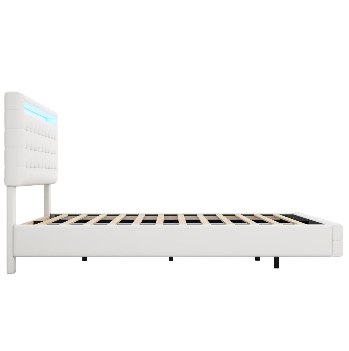 POLSTERBETT 140/200 cm Weiß aus PU mit LED-Beleuchtung - Weiß, Leder (140/200cm) - OKMYHOME