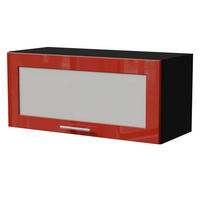 KLAPPHÄNGESCHRANK Brerra W4BS/80 WKF Schwarz / RAL 3002 karminrot Hochglanz 80 / 32,5 / 36cm - Rot/Schwarz, Holz/Holzwerkstoff (80/36/32.5cm) - Feldmann-Wohnen