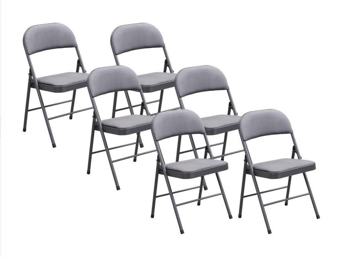 KLAPPSTUHL 6er-Set - Samt & Metall - Grau - ORTENSIA - Grau, Textil (49/79/46cm) - Vente-Unique