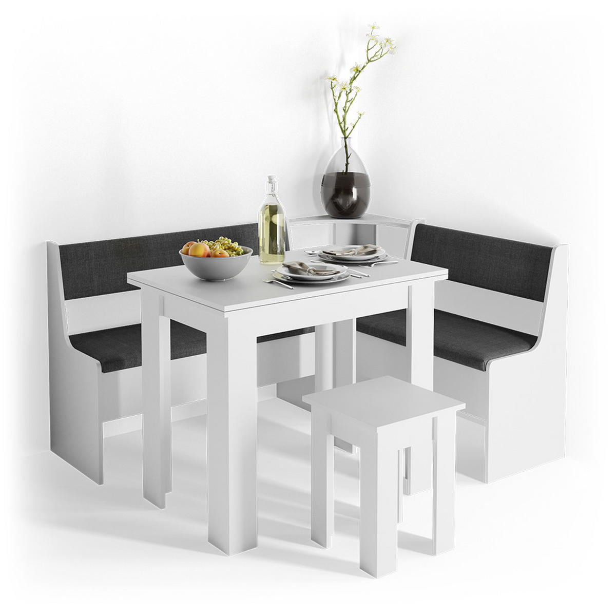 ESSZIMMER-BANK Roman Weiß 106.6 x 41.5 cm - Anthrazit/Weiß, Holzwerkstoff (41.5/80/106.6cm) - Vicco