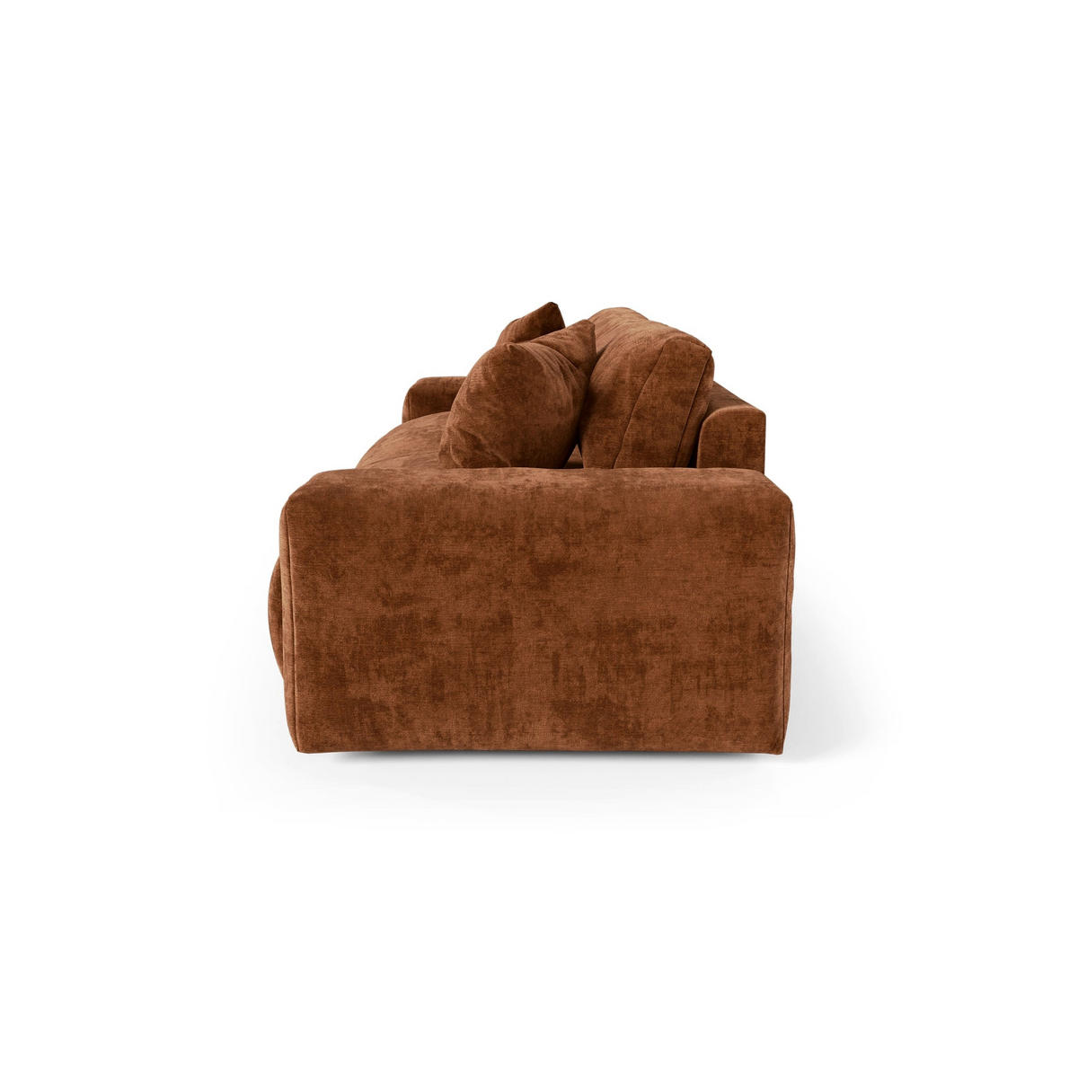 SOFA CHEER Geprägter Samt Terrakotta 220cm - Dunkelorange/Terracotta, Textil (220/84/94cm) - Premium Interiors
