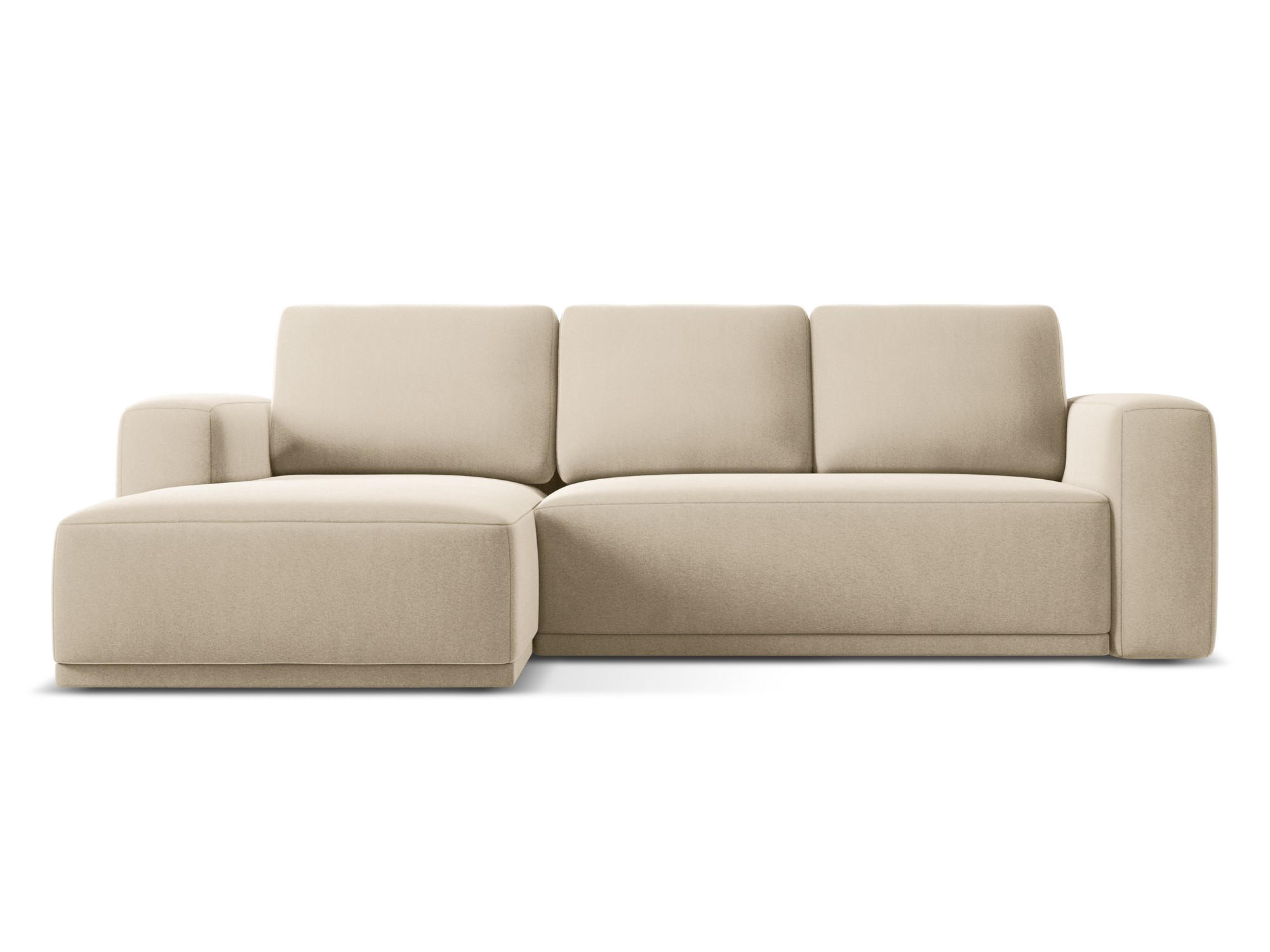 ECKSOFA mit Schlaffunktion Samt Stoff Beige - Beige/Creme, Kunststoff/Textil (258/160cm) - Makamii
