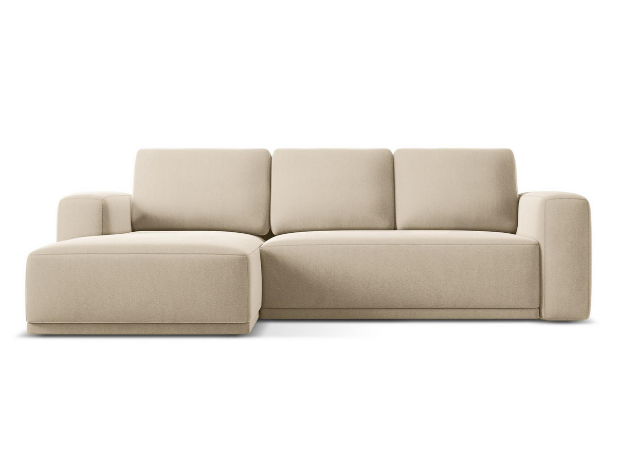 ECKSOFA mit Schlaffunktion Samt Stoff Beige - Beige/Creme, Kunststoff/Textil (258/160cm) - Makamii