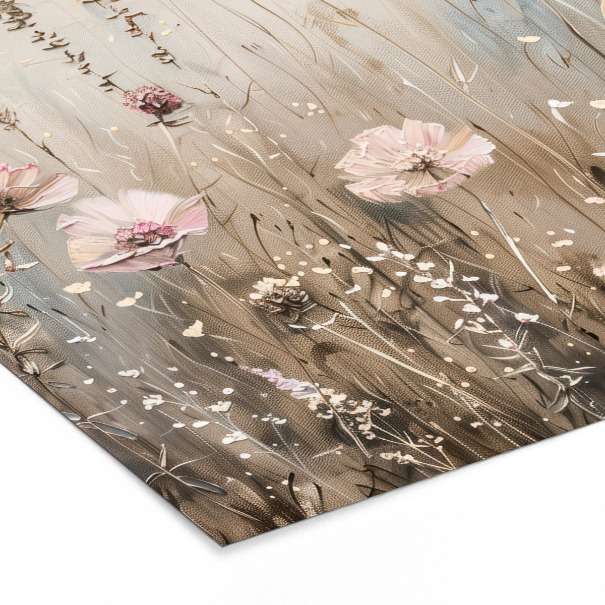 POSTER MIT RAHMEN Blumen - Rosa - Modern - Beige 40x40 cm - Beige, Papier (40/40cm) - MuchoWow