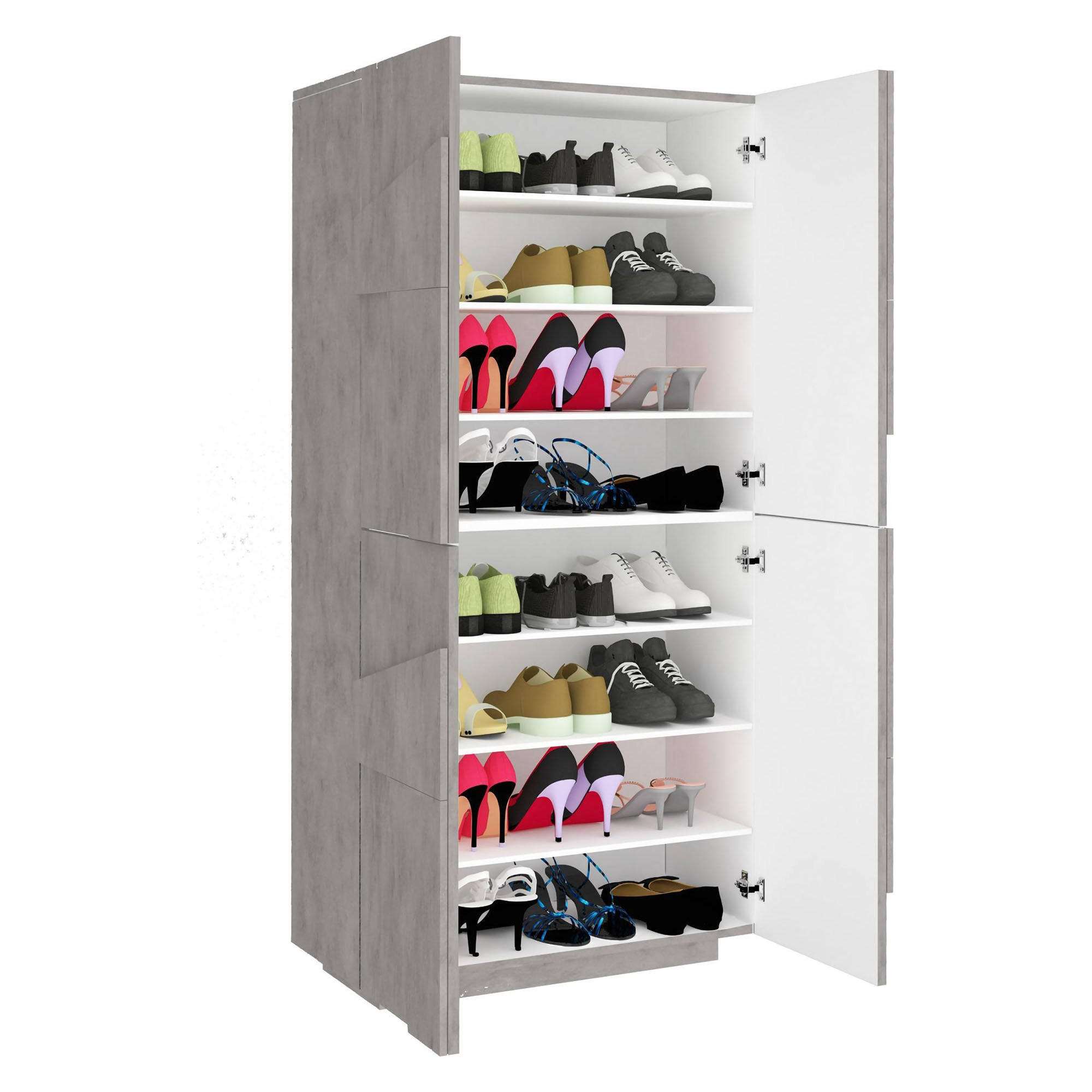 SCHUHSCHRANK Zement 38/81/167 cm - Grau, Holzwerkstoff (81/168/38cm) - DMORA