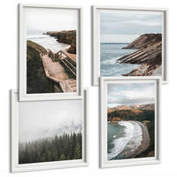 BILDER SET 4er Set - 50x50 cm & 40x60 cm Weißer Rahmen - Klippenblicke, Strandlandschaften - Weiß, Kunststoff (50/50cm) - TULUP