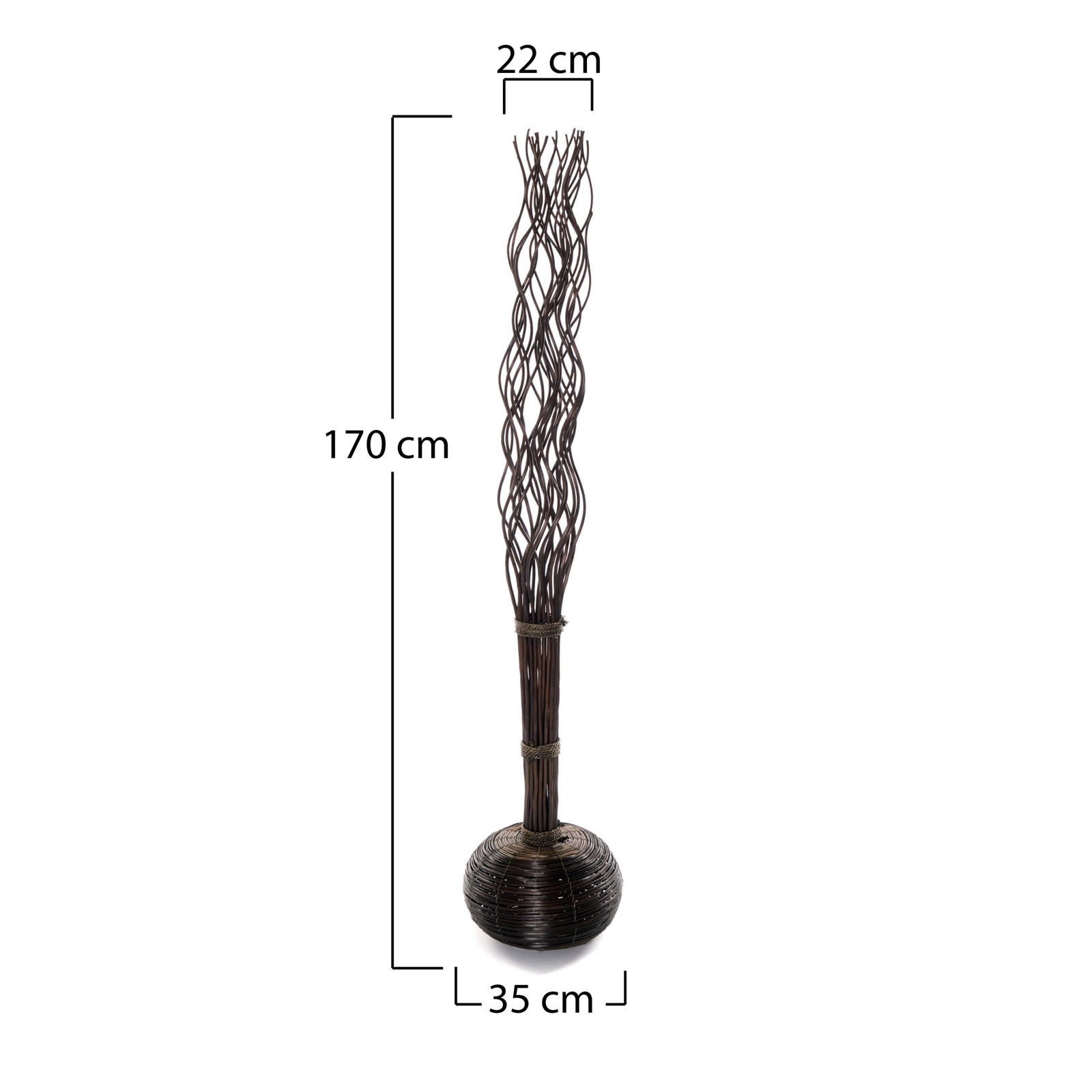 RAUMTEILER WEIDENBÜNDEL Jasmin 170x35 cm, Weidenholz gewellt dunkelbraun - Braun, Naturmaterialien (35/170/35cm) - CREEDWOOD
