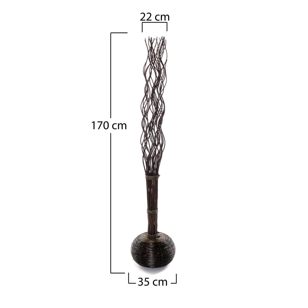 RAUMTEILER WEIDENBÜNDEL Jasmin 170x35 cm, Weidenholz gewellt dunkelbraun - Braun, Naturmaterialien (35/170/35cm) - CREEDWOOD