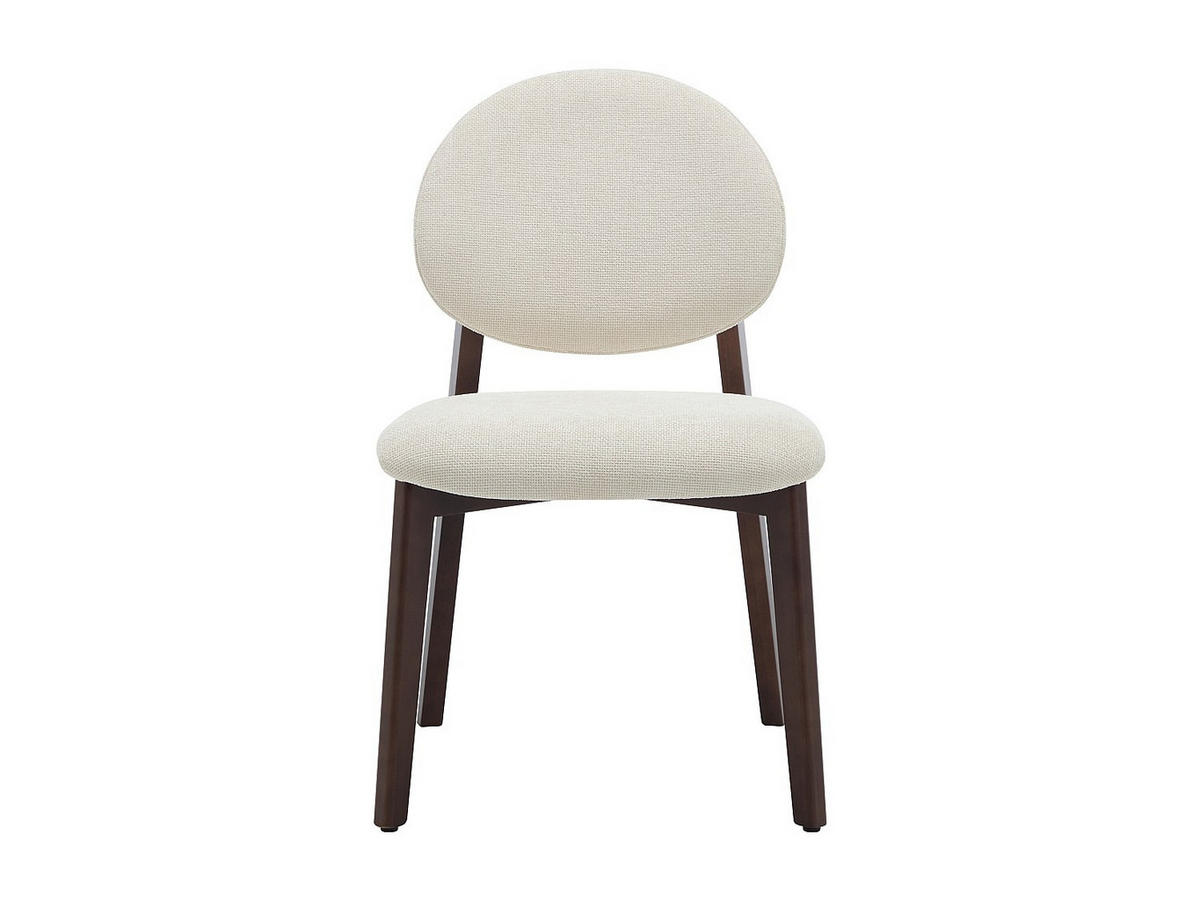 6ER-SET Stühle aus texturiertem Stoff und dunklem natürlichem Kautschukholz - Cremefarben - MARLENI - Creme, Textil (52/85/57cm) - Vente-Unique