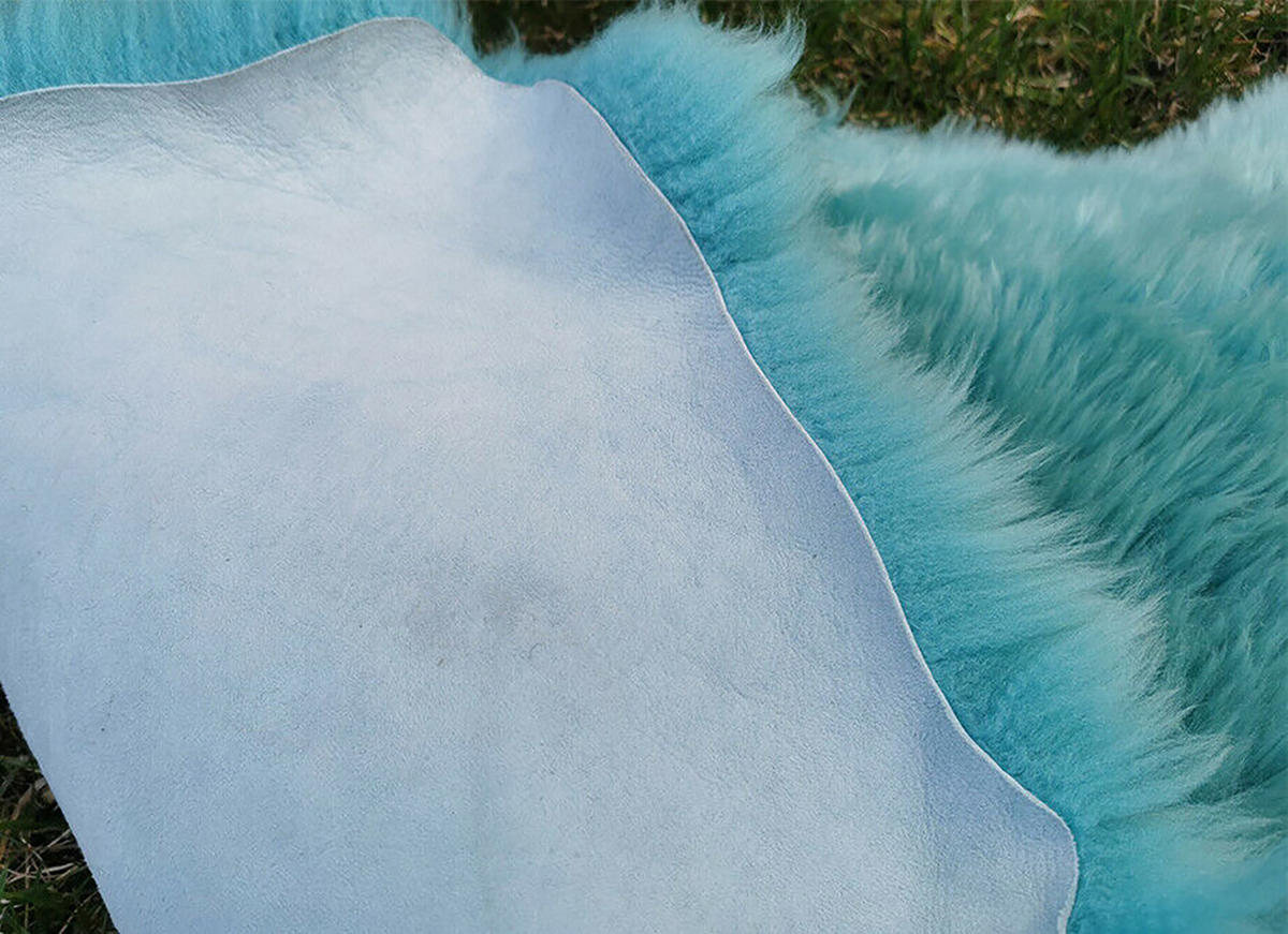 FELL Öko Lammfell Schaffell Türkis Hellblau ca. 90 cm - Türkis/Hellblau, Fell (50/90cm) - Provellus