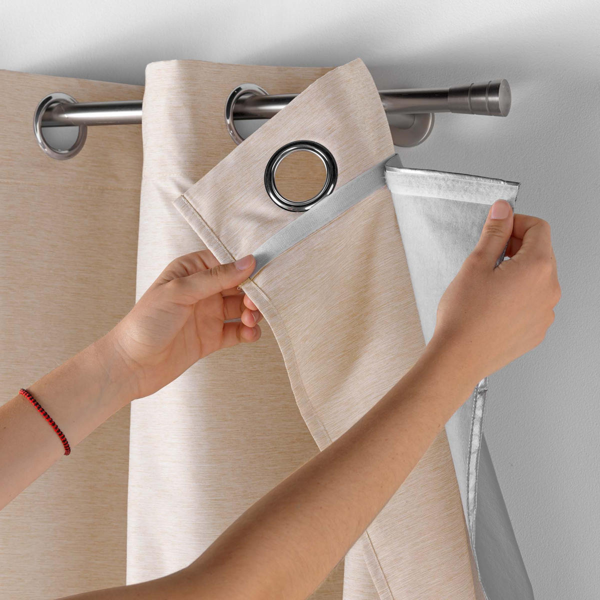 VERDUNKELUNGSVORHANG mit Ösen 140/260 cm - Beige, Textil (140/260cm) - Douceur d´intérieur