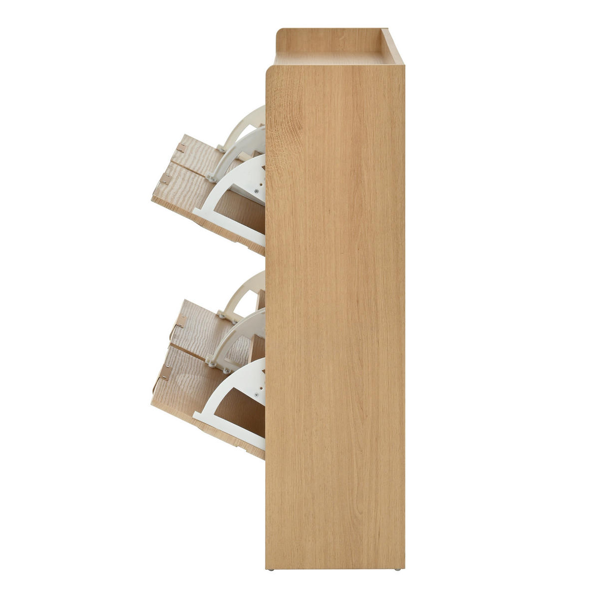SCHUHSCHRANK 105/24/90 cm mit 4 Klappfächern, 3D-Strukturfront und Ablagefläche, MDF, Natur - Naturfarben, Holzwerkstoff (105/90/24cm) - Redom