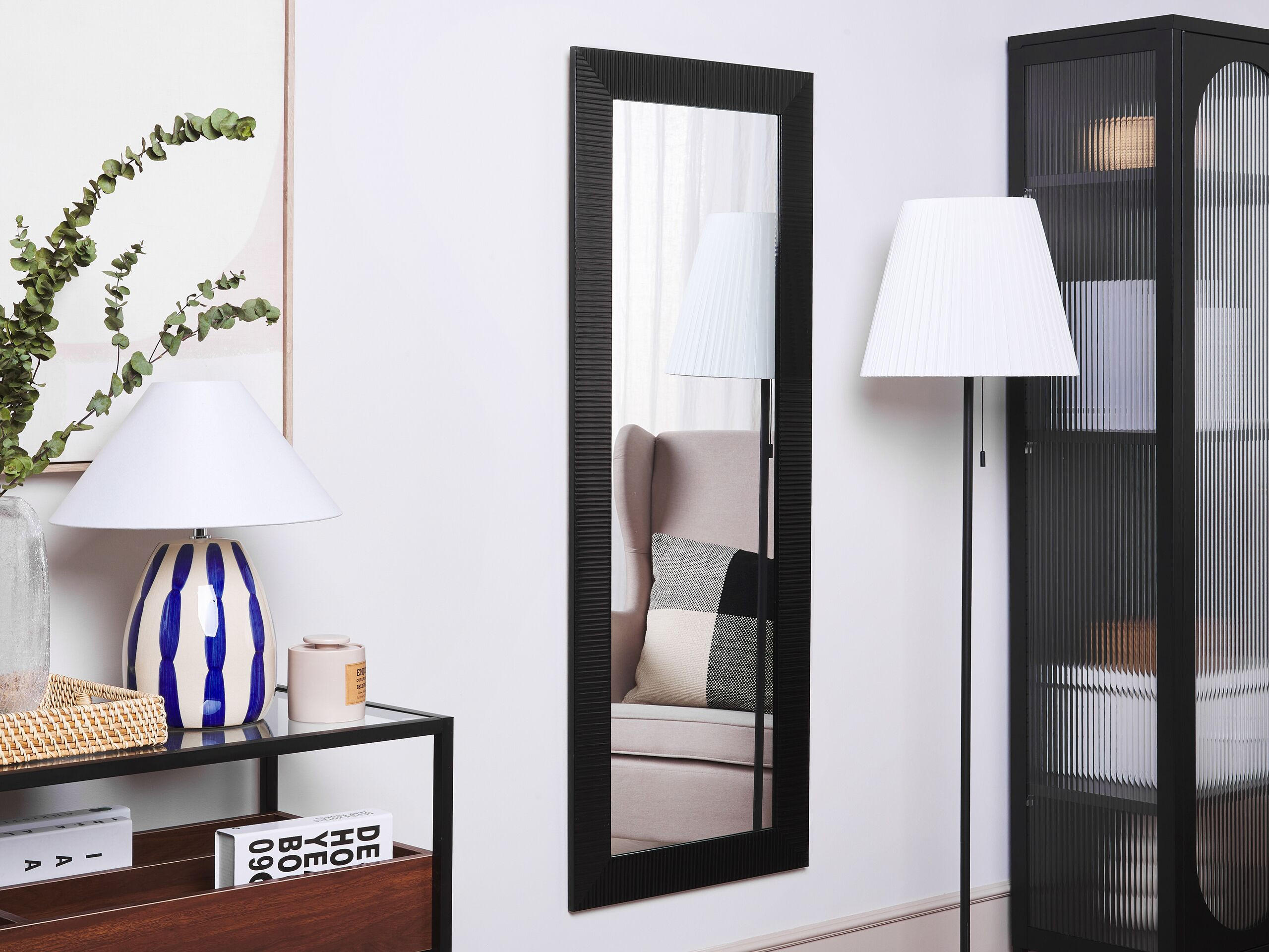WANDSPIEGEL schwarz rechteckig 50/130 cm Draveil - Schwarz, Kunststoff (50/130/2cm) - Beliani