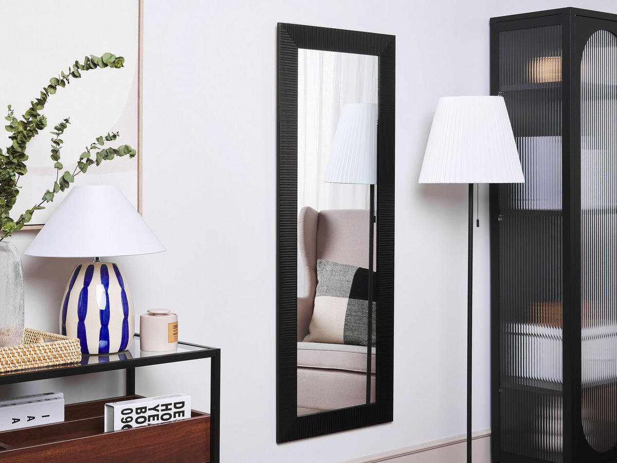 WANDSPIEGEL schwarz rechteckig 50/130 cm Draveil - Schwarz, Kunststoff (50/130/2cm) - Beliani