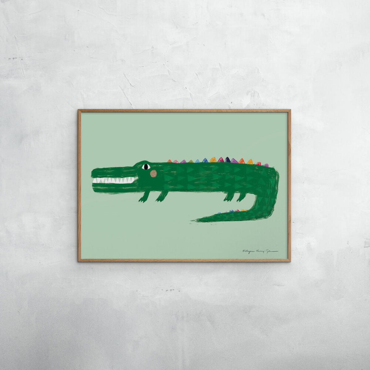 POSTER mit Rahmen Wild Apple - Crocodile - Eichefarben/Grün, Holz/Papier (70/100cm) - Poster&Frame
