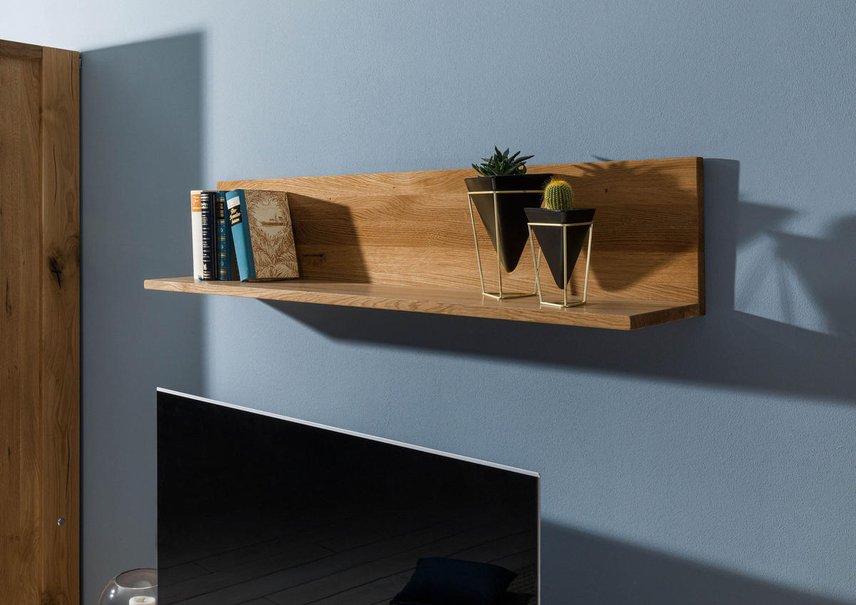 WANDREGAL Wildeiche 120x22x24 braun geölt KENT #312 - Braun, Holz (120/24/22cm) - Massivmoebel24