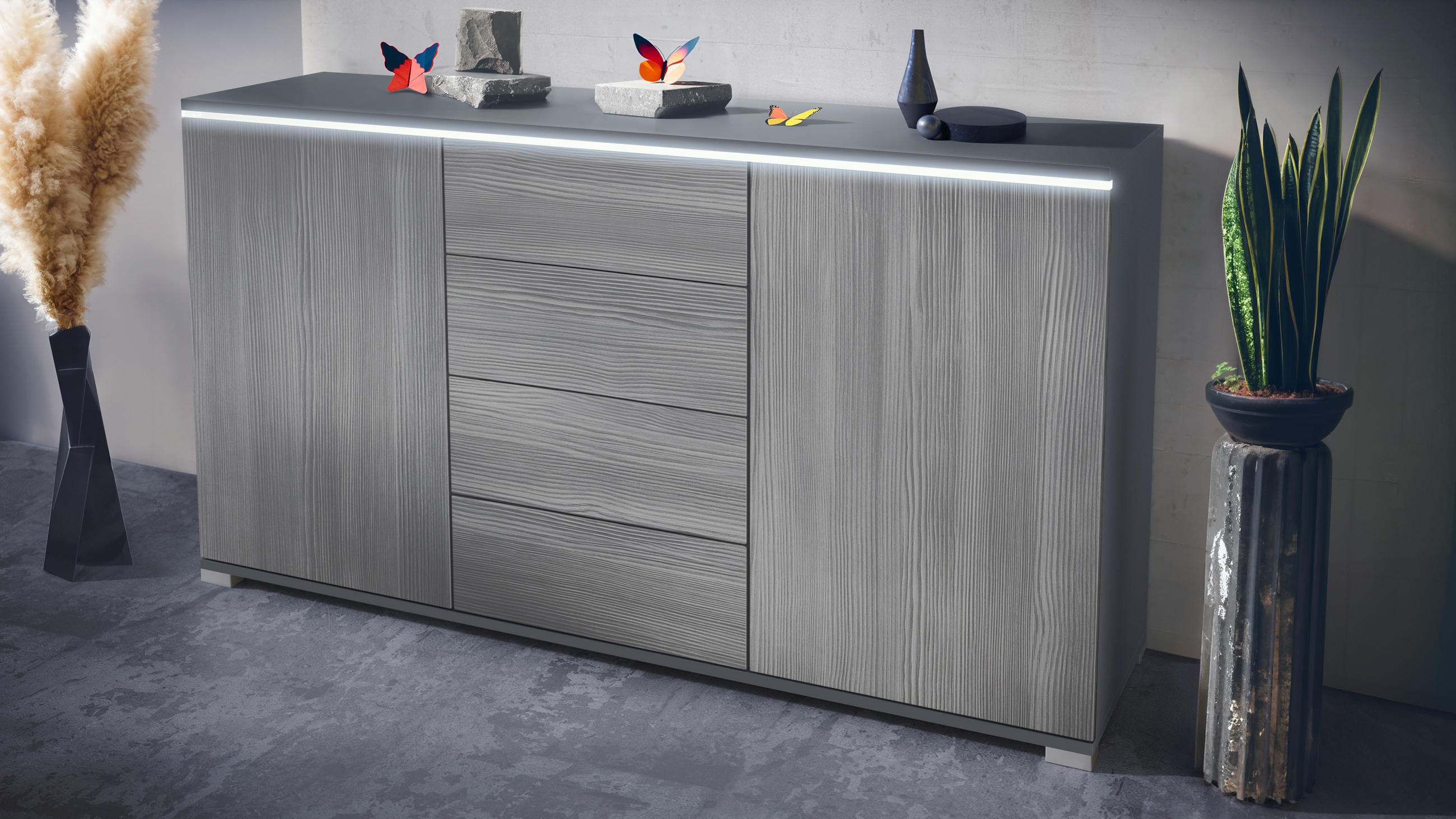 SIDEBOARD Faro Avola-Anthrazit - Anthrazit, Holzwerkstoff (138.5/75.5/35cm) - Vladon