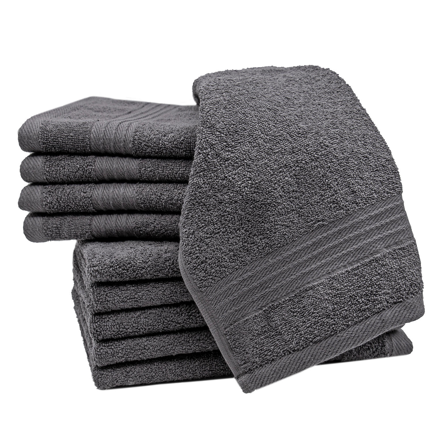 GÄSTETÜCHER, 10er-Set, 30x50 cm, 100% Baumwolle, Grau - Anthrazit, Textil (30/50cm) - Zollner