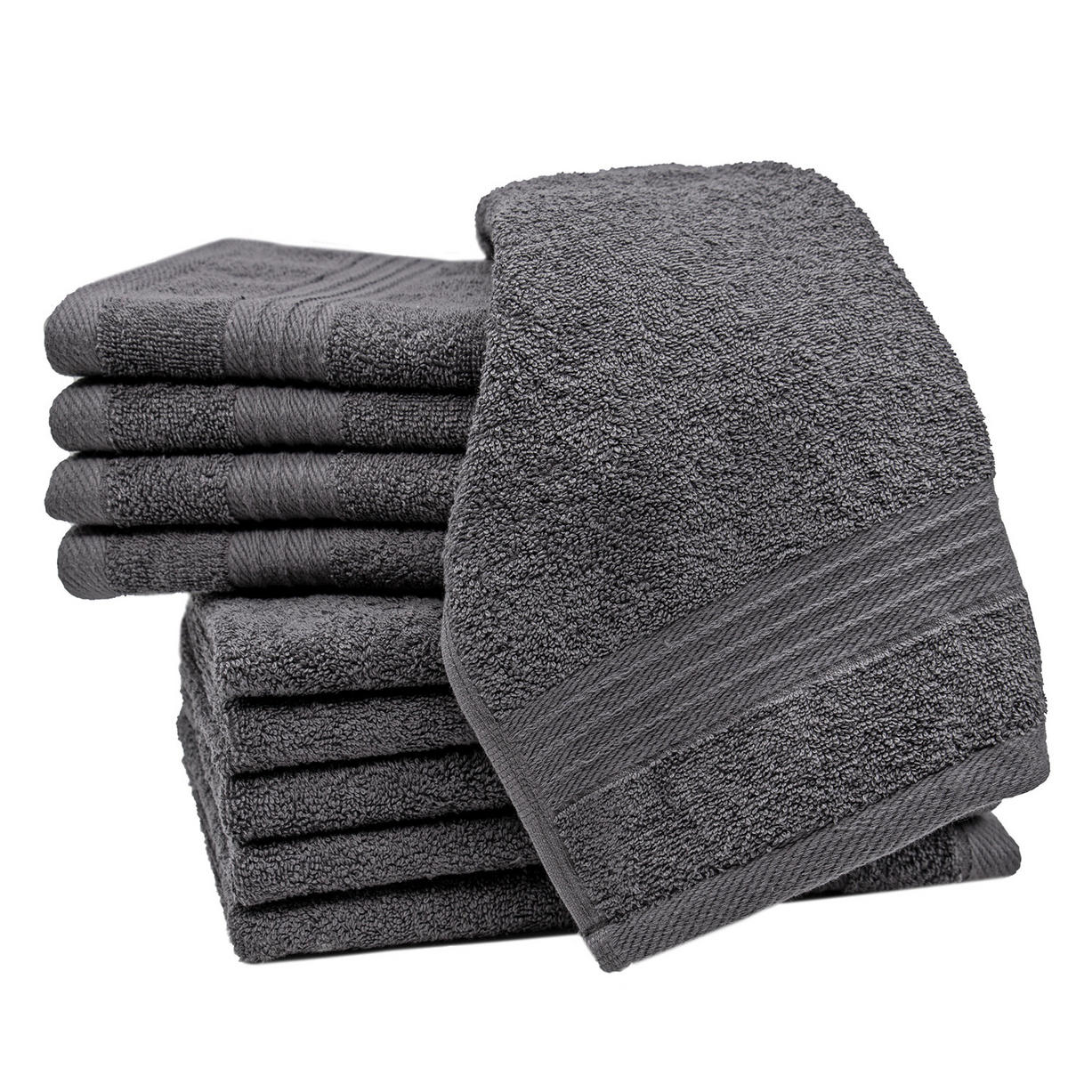 GÄSTETÜCHER, 10er-Set, 30x50 cm, 100% Baumwolle, Grau - Anthrazit, Textil (30/50cm) - Zollner