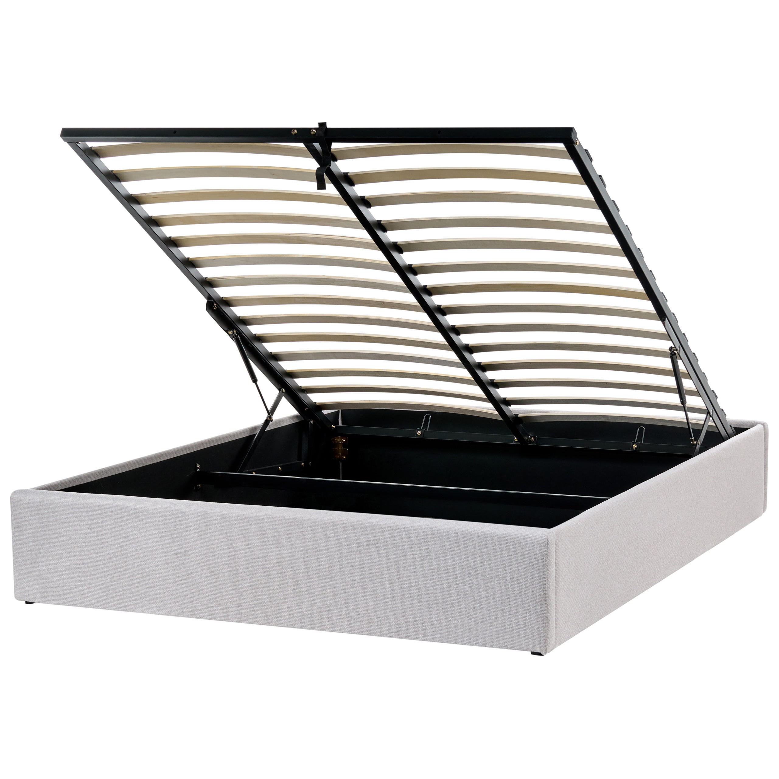 BETT mit Stauraum 140/200 cm Hellgrau Dinan - Hellgrau, Textil (140/200cm) - Beliani