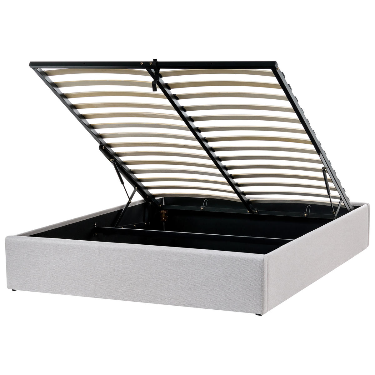 BETT mit Stauraum 140/200 cm Hellgrau Dinan - Hellgrau, Textil (140/200cm) - Beliani