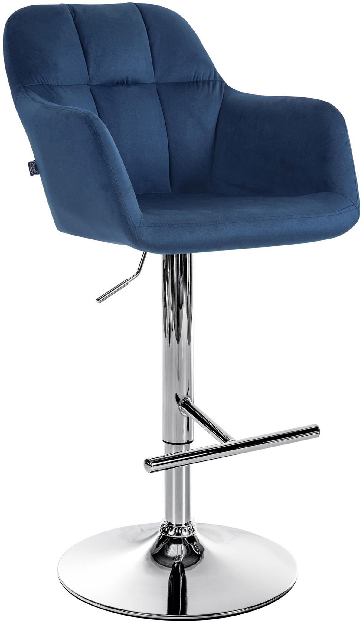 BARHOCKER Nardo Samt chrom blau - Blau/Chromfarben, Textil/Metall (57/118/59cm) - TPFLiving