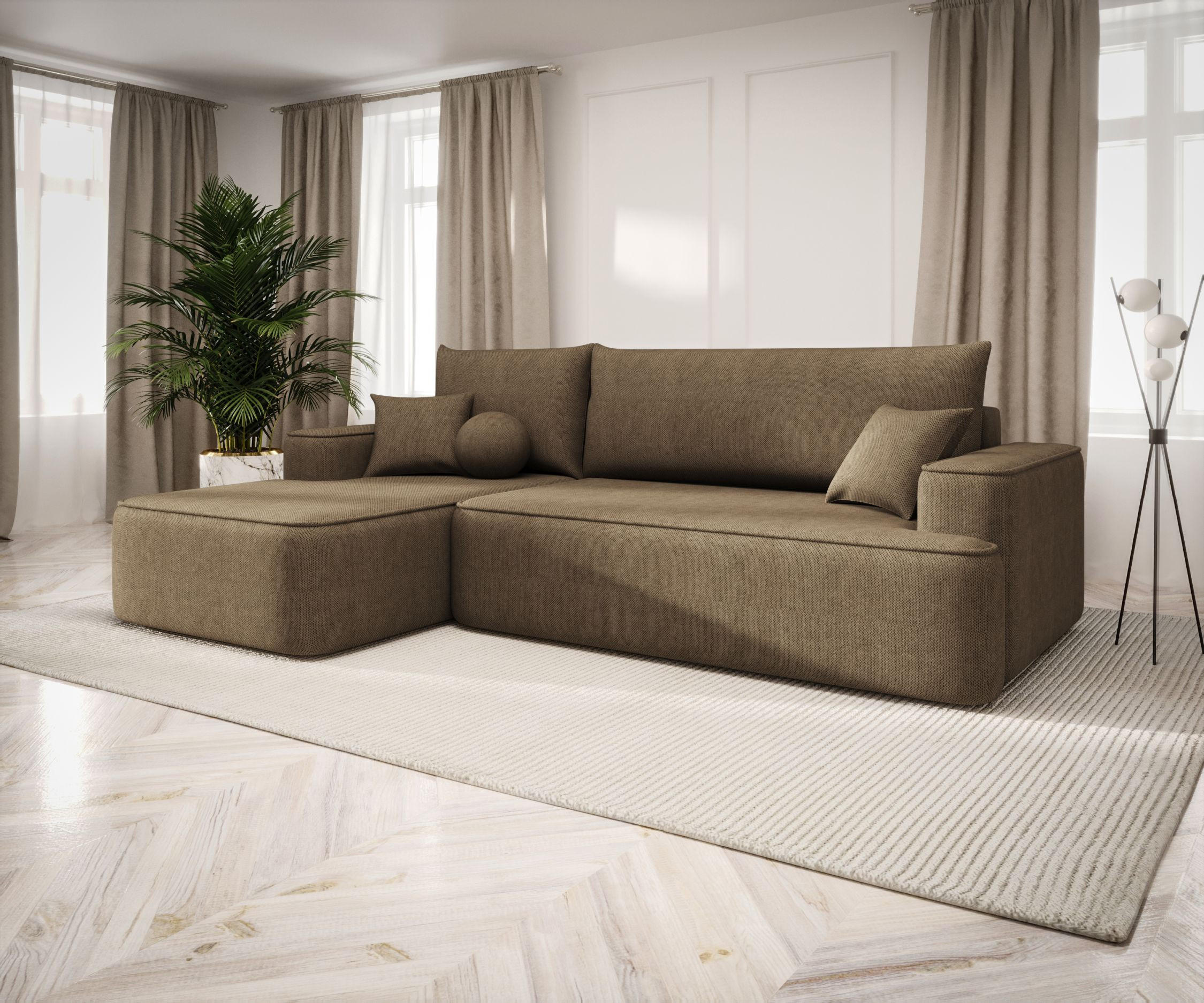 ECKSOFA mit Schlaffunktion FIGO Curio 20 Links - Braun, Textil (250/150cm) - Bedante