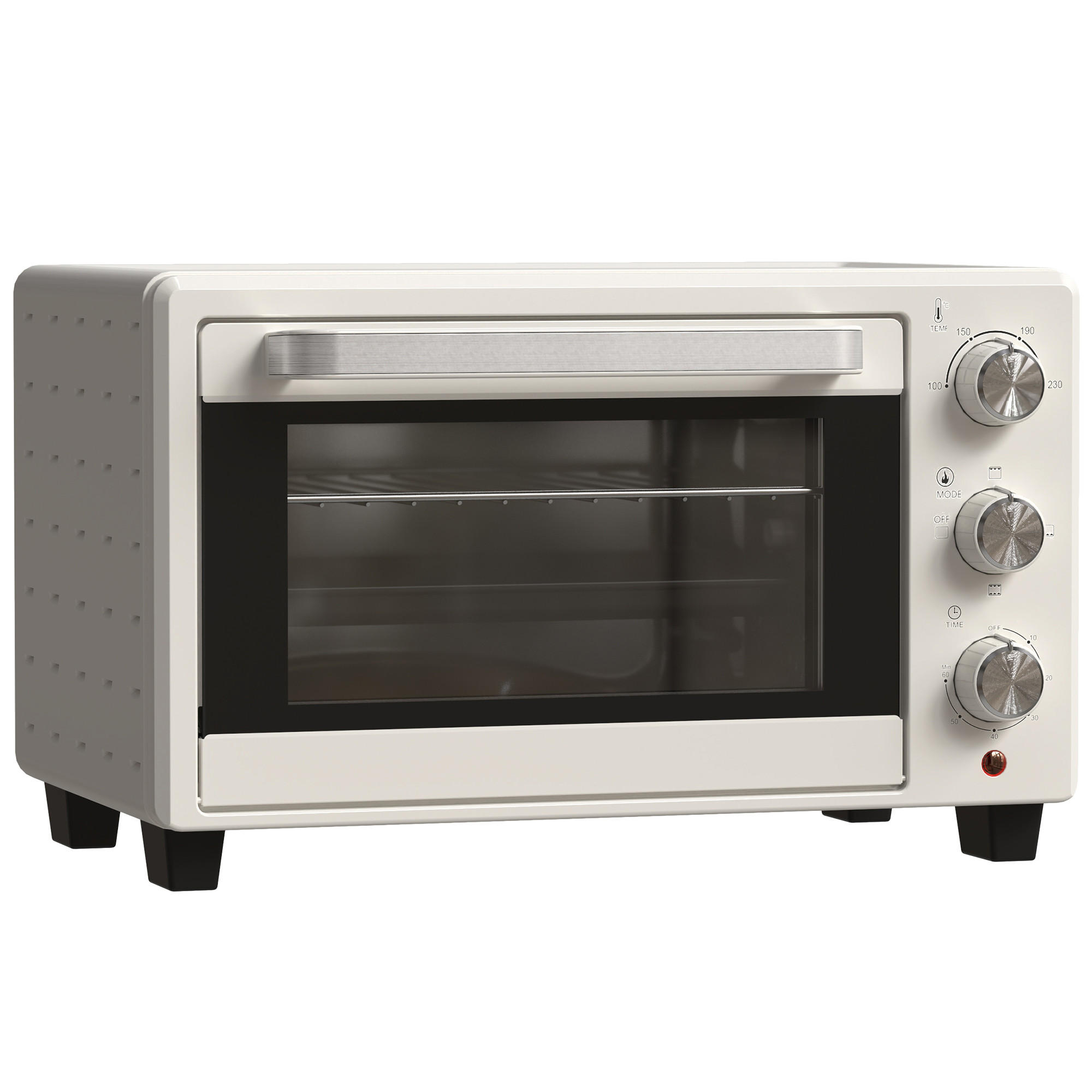 MINIBACKOFEN 21L mit Drehspieß, Edelstahl Mini Ofen mit Grillfunktion, Backblech & Grillrost, 3 Kochmodi, Cremeweiß - Beige, Metall (46/29/38.5cm) - Beaface