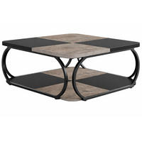 COUCHTISCH in Holzoptik Schwarz/Grau mit Ablage, ca. 100/100 /50 cm - Hellgrau/Schwarz, Holzwerkstoff/Metall (100/100/50cm) - Quality Elegance