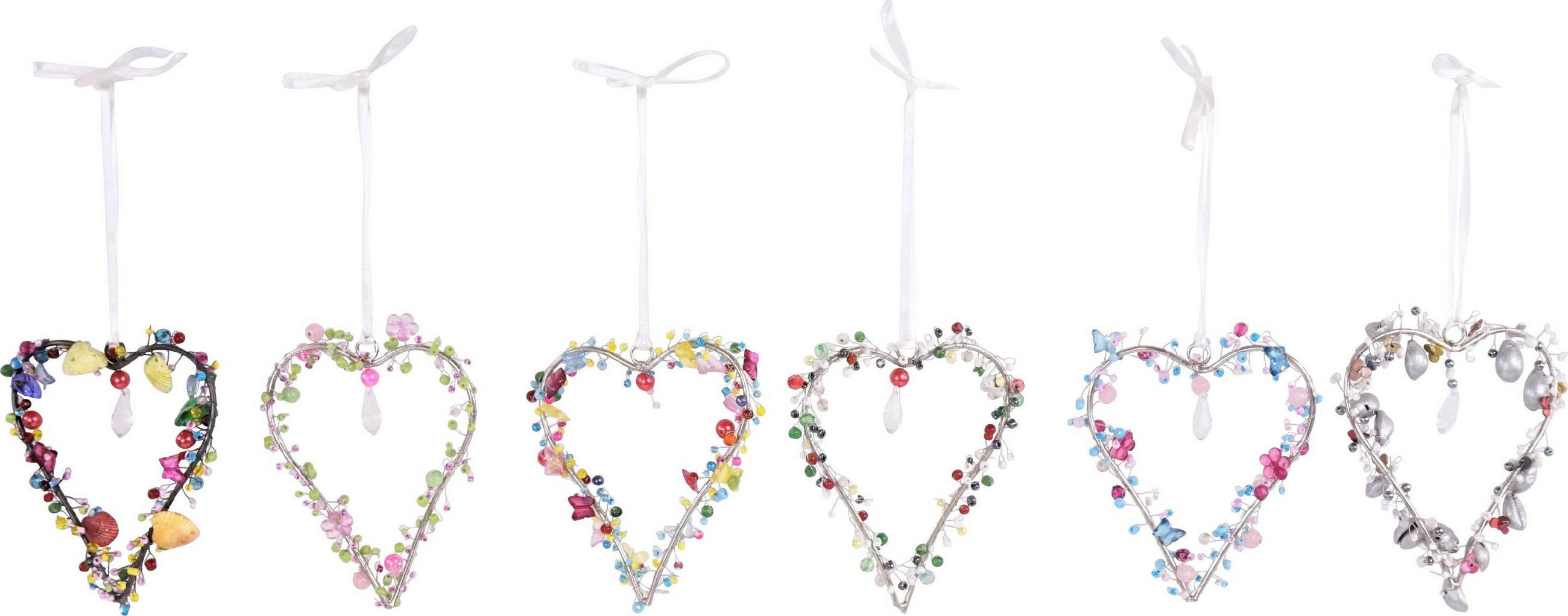 ZIERHÄNGER Herzen 6er-Set - Multicolor, Metall (9/11/1cm) - FURNARO