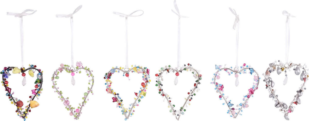 ZIERHÄNGER Herzen 6er-Set - Multicolor, Metall (9/11/1cm) - FURNARO