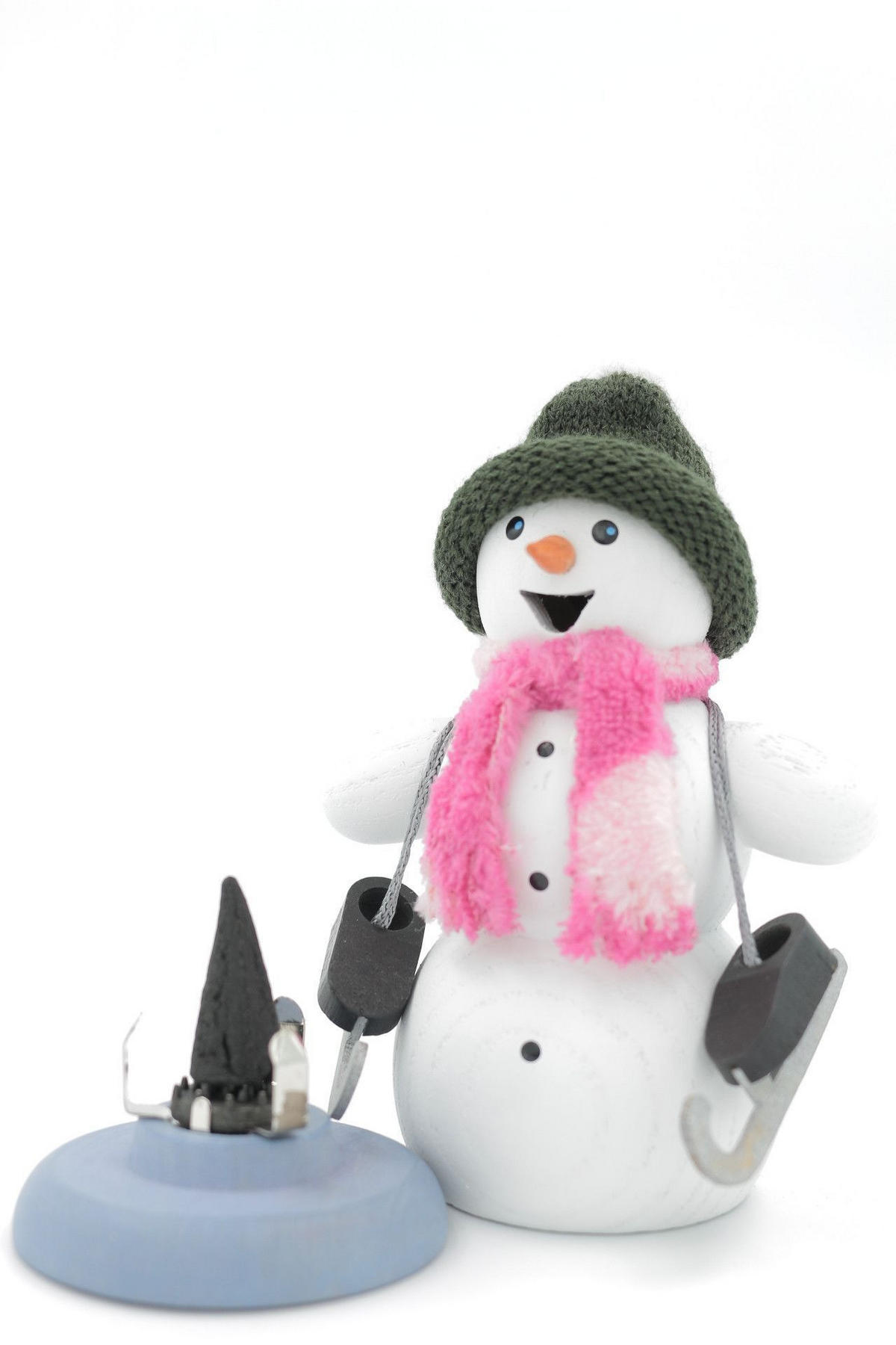 RAUCHFIGUR Schneemann mit Schlittschuhen 13 cm - Multicolor, Holz (6/13/10cm)