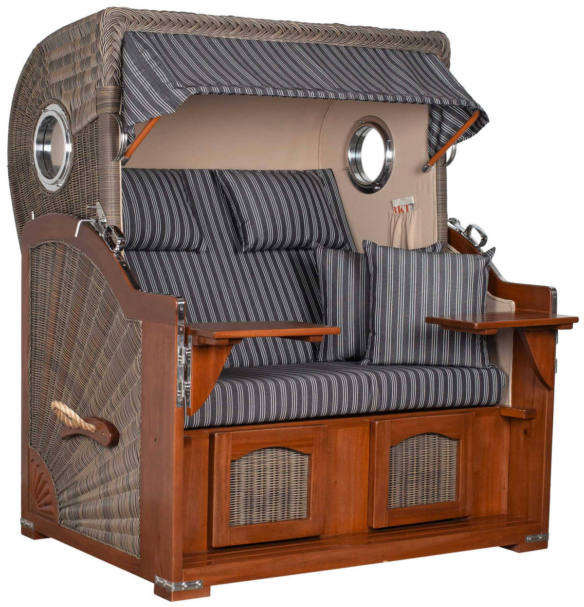 STRANDKORB XXL Düne Grande 2,5 Sitzer - Anthrazit/Braun, Metall (142/170/95cm) - Mr. Deko